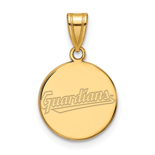 10k Gold MLB LogoArt Cleveland Guardians Medium Disc Pendant