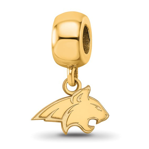 Sterling Silver Gold-plated LogoArt Montana State University Bobcat Extra Small Dangle Bead Charm