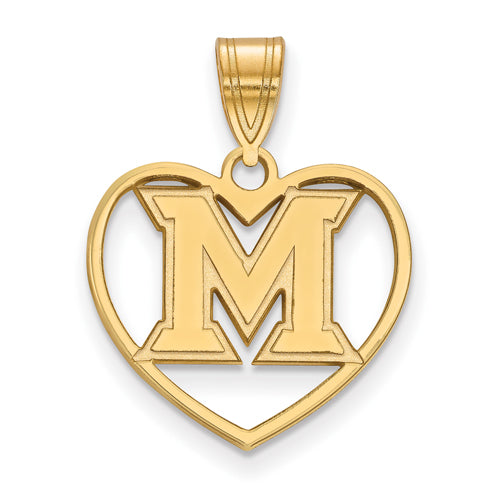 SS w/GP Miami University Logo Pendant in Heart