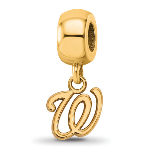 Sterling Silver Gold-plated MLB LogoArt Washington Nationals Letter W Extra Small Dangle Bead