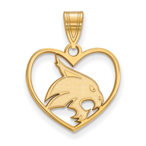 SS w/GP Texas State University Pendant in Heart