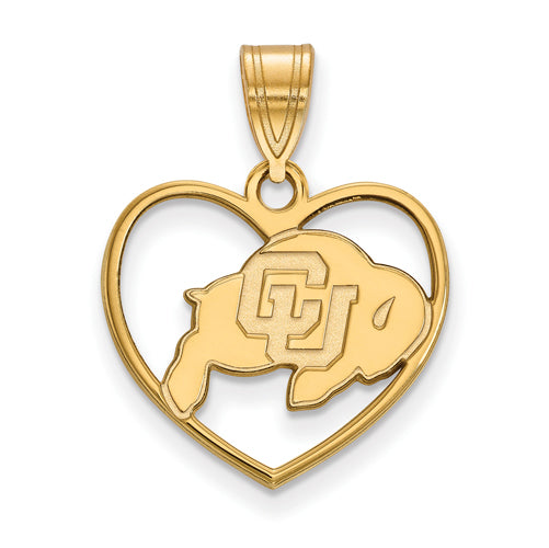 SS w/GP University of Colorado Buffalo Pendant in Heart