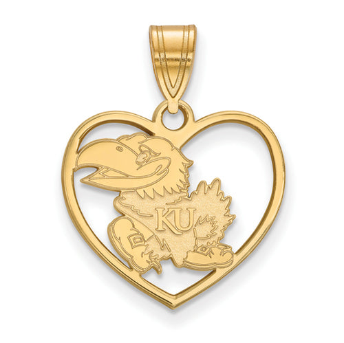 SS w/GP University of Kansas Pendant in Heart