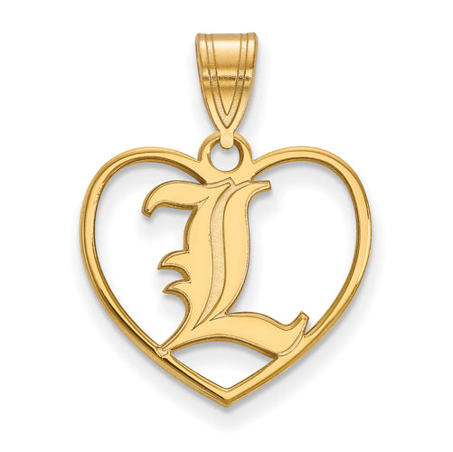 SS w/GP University of Louisville Letter L Pendant in Heart