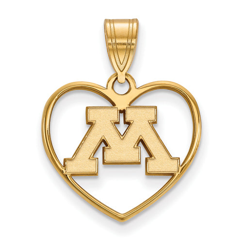 SS w/GP University of Minnesota Pendant in Heart