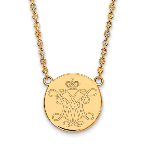 SS w/GP William And Mary Large Disc Pendant