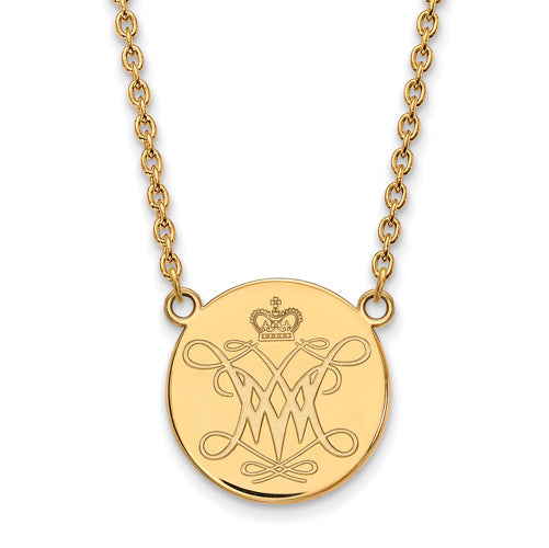 SS w/GP William And Mary Large Disc Pendant