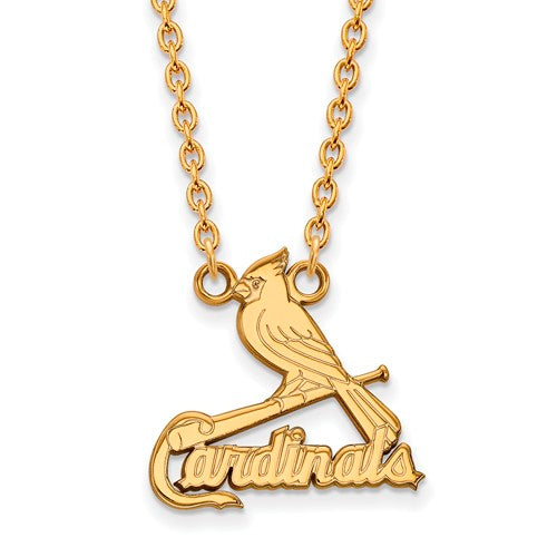 14K Yellow Gold MLB LogoArt St. Louis Cardinals S&L Large Pendant with Necklace