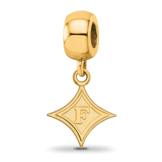 SS w/GP Furman University Small Dangle Bead Charm