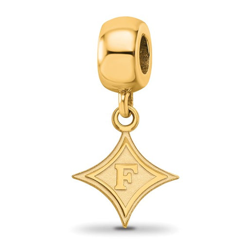 Sterling Silver Gold-plated LogoArt Furman University Small Dangle Bead Charm