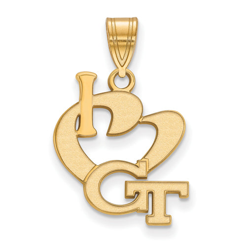 SS w/GP Georgia Institute of Tech Lg I Love Logo Pendant