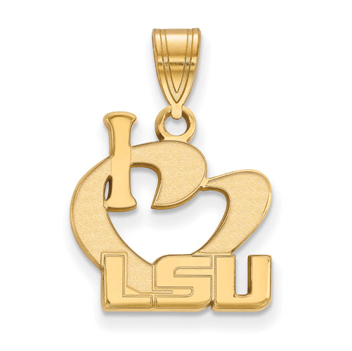 SS w/GP Louisiana State U Large I Love Logo Pendant