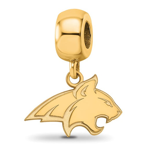 Sterling Silver Gold-plated LogoArt Montana State University Bobcat Small Dangle Bead Charm