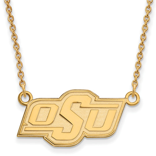 SS w/GP Oklahoma State U Small Pendant w/Necklace