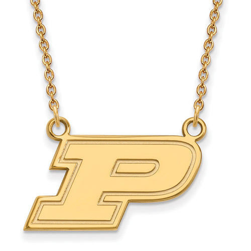 SS w/GP Purdue Small Letter P Pendant w/Necklace