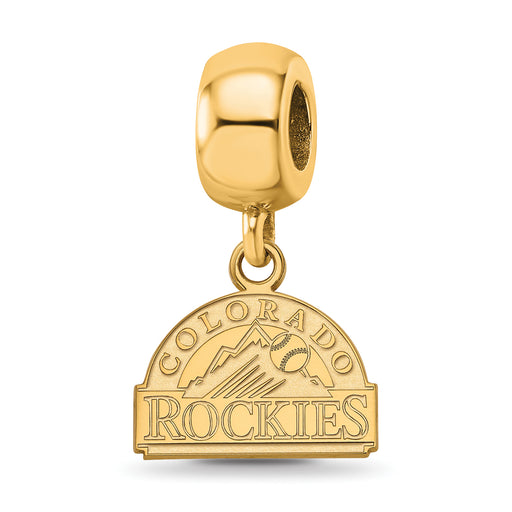 Sterling Silver Gold-plated MLB LogoArt Colorado Rockies Extra Small Dangle Bead