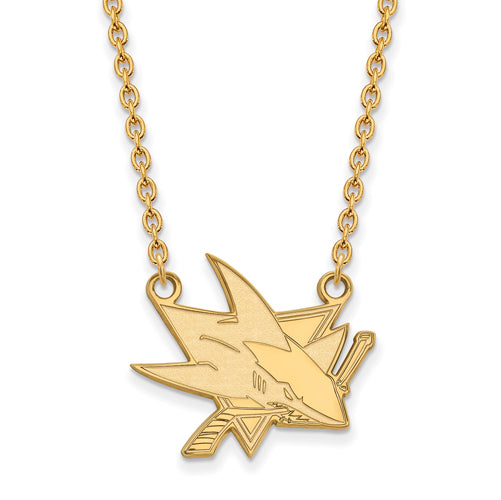 SS w/GP NHL San Jose Sharks Large Pendant w/Necklace
