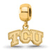 Sterling Silver Gold-plated LogoArt Texas Christian University T-C-U Extra Small Dangle Bead Charm