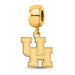 Sterling Silver Gold-plated LogoArt University of Houston U-H Small Dangle Bead Charm