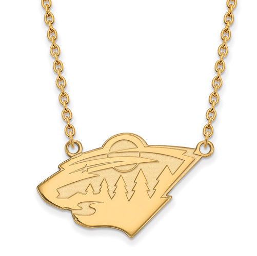 SS w/GP NHL Minnesota Wild Large Pendant w/Necklace