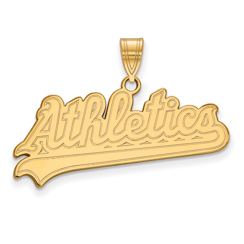 14k Gold MLB LogoArt Oakland Athletics Script Large Pendant