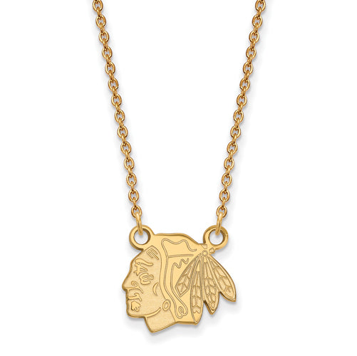 14ky NHL Chicago Blackhawks Small Logo Pendant w/Necklace