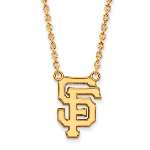 14ky MLB  San Francisco Giants Large Cap Logo Pendant w/Necklace