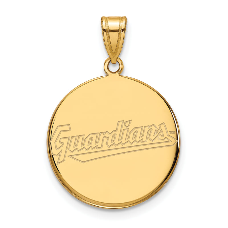 10k Gold MLB LogoArt Cleveland Guardians Large Disc Pendant