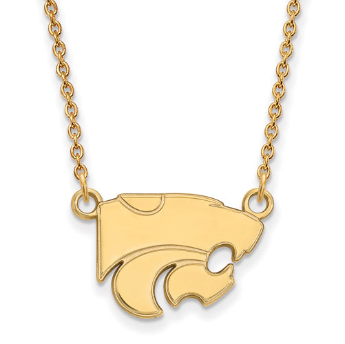 SS w/GP Kansas State University Sm Wildcat Pendant w/Necklace