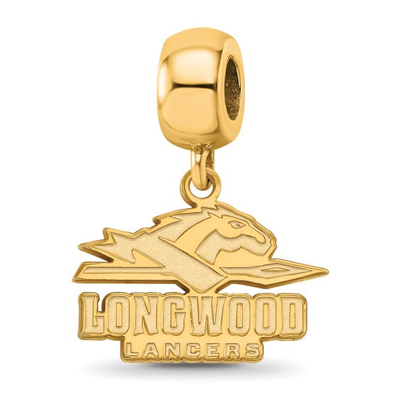 Sterling Silver Gold-plated LogoArt Longwood University Lancers Small Dangle Bead Charm