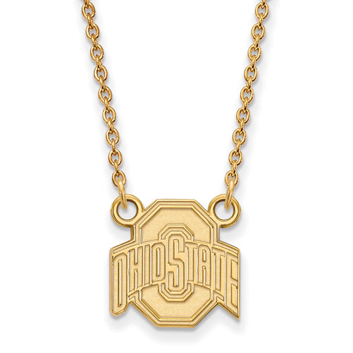 14ky Ohio St Small Buckeyes Logo Pendant w/Necklace