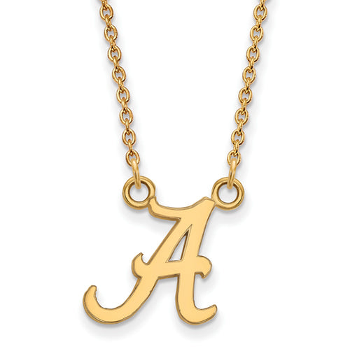 SS w/GP University of Alabama Small A Pendant w/Necklace