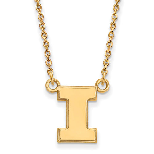 SS w/GP University of Illinois Small I Pendant w/Necklace