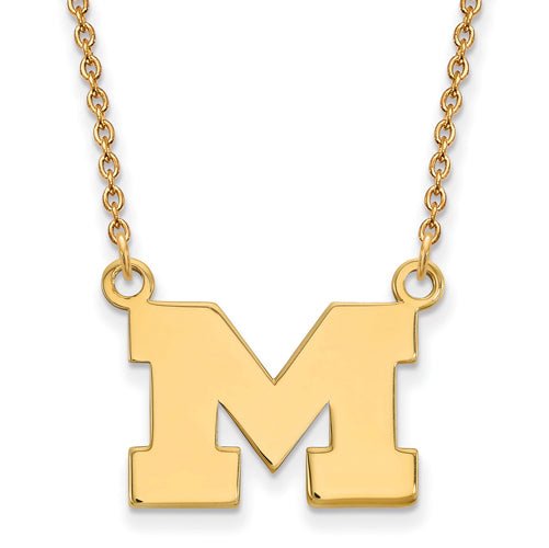 14ky University of Michigan Small Letter M Pendant w/Necklace