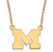 14ky University of Michigan Small Letter M Pendant w/Necklace
