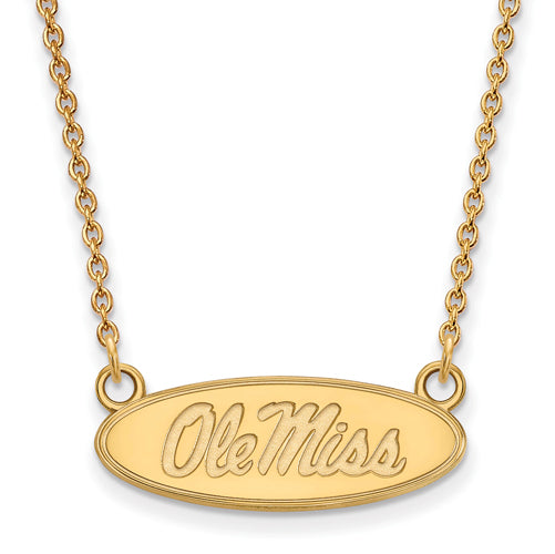10ky U of Miss Small Oval Ole Miss Pendant w/Necklace