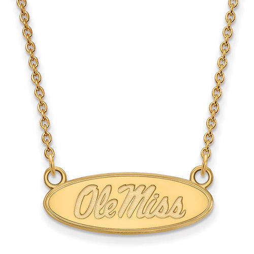 SS w/GP U of Miss Small Oval Ole Miss Pendant w/Necklace