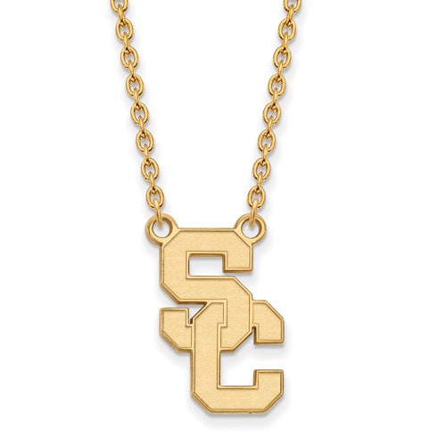 10ky Univ of Southern California Large S-C Pendant w/ Necklace