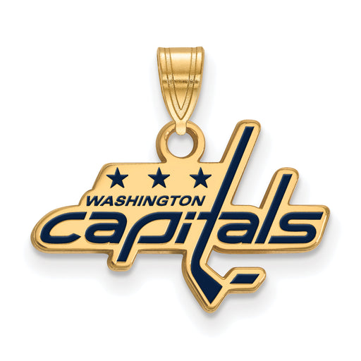 Sterling Silver Gold-plated NHL LogoArt Washington Capitals Small Enameled Pendant