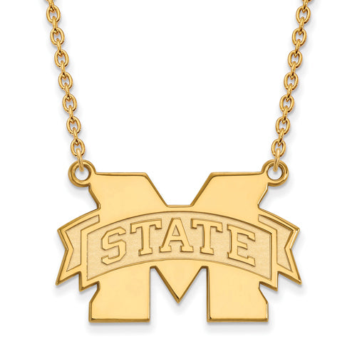 10ky Mississippi State University Large M w/ STATE Pendant w/Necklace