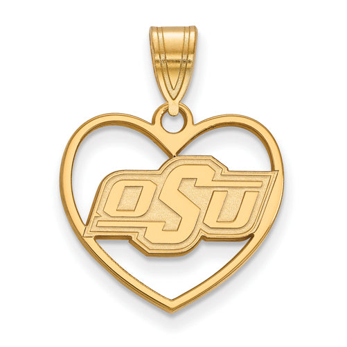 SS w/GP Oklahoma State University Pendant in Heart