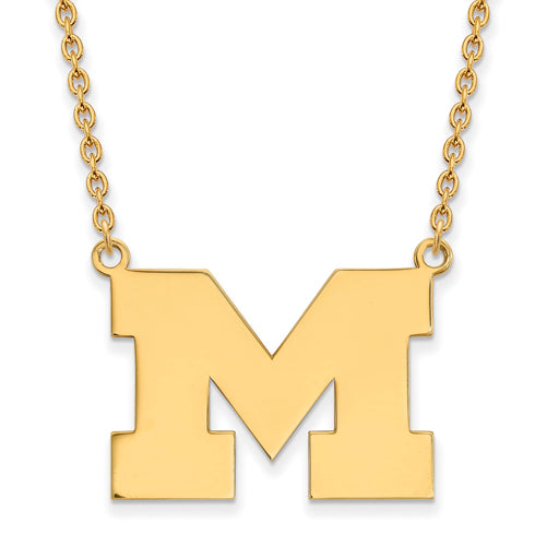 SS w/GP University of Michigan Large Pendant w/Necklace