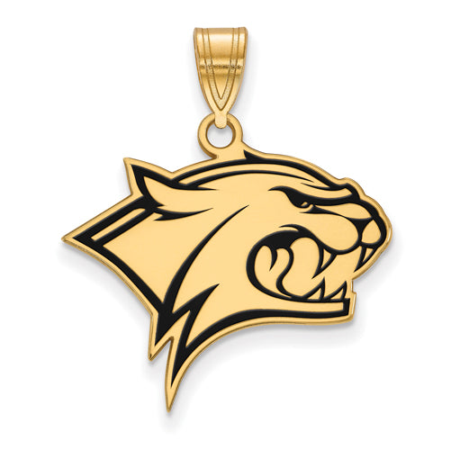 SS w/GP U of New Hampshire Large Enamel Wildcat Pendant