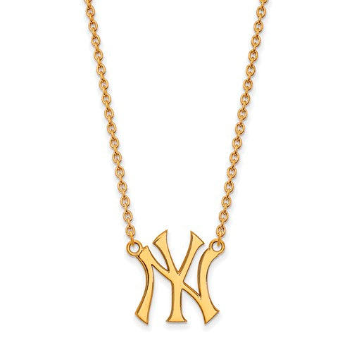 14ky MLB  New York Yankees Large NY Pendant w/Necklace
