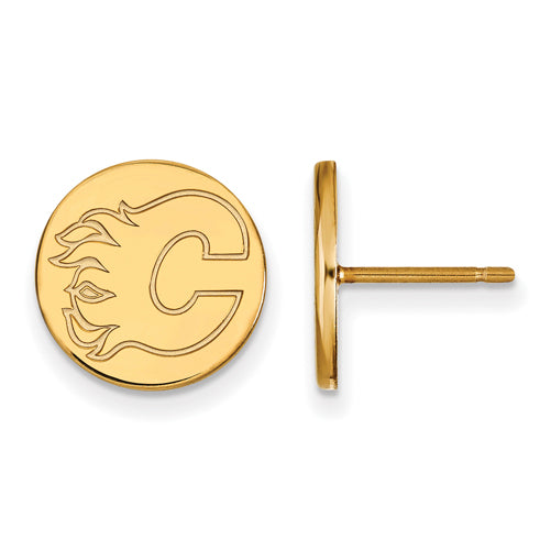 SS w/GP NHL Calgary Flames Small Disc Earrings