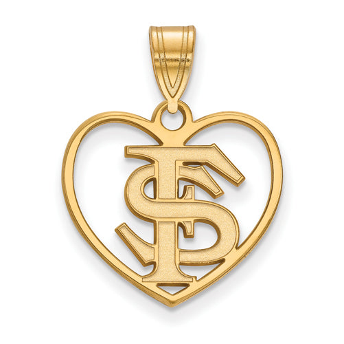 SS w/GP Florida State University FS Pendant in Heart