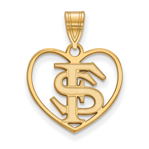 SS w/GP Florida State University FS Pendant in Heart