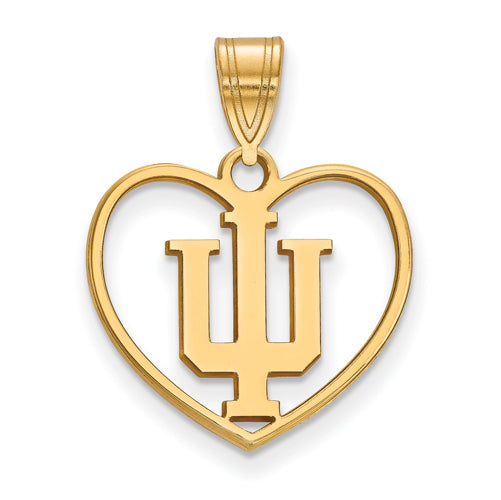 SS w/GP Indiana University Pendant in Heart
