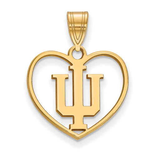 SS w/GP Indiana University Pendant in Heart