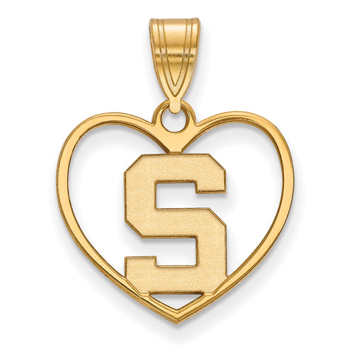 SS w/GP Michigan State University Pendant in Heart